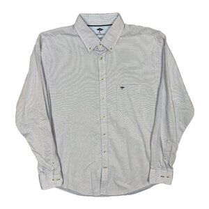 Fynch-Hatton Summer Structure Long Sleeve Button Down Shirt Cotton Large